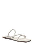 Biasissel Strappy Slide Rhinest Smooth Leather Bianco Beige