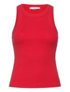 Ribbed Cotton-Blend Top Mango Red