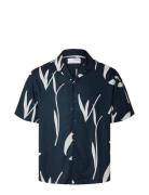 Slhrelax-Rajesh Shirt Ss Aop Selected Homme Navy
