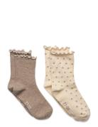 Socks W. Lettuce Hem Minymo Beige