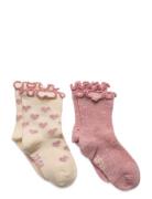 Socks W. Lettuce Hem Minymo Pink