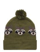 Knitted Beanie Jaquard Animal Lindex Green