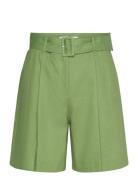 Belt Linen-Blend Bermuda Shorts Mango Green