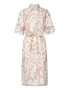 Rel Palm Print Linen Shirt Dress GANT Beige