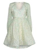 Estelle V-Neck Chiffon Mini Dress Malina Green