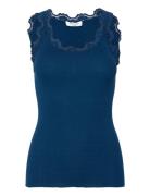 Rwbabette Sl U-Neck Long Lace Top Rosemunde Blue