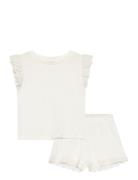 Ruffled Cotton Pyjamas Mango Cream