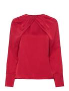 Evie Pleated Neckline Blouse Malina Red