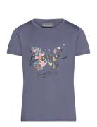 T-Shirt W. Print -S/S, Girl Color Kids Blue