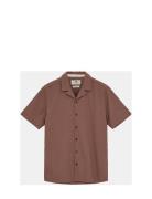 Akleo S/S Seersucker Shirt Anerkjendt Brown