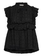 Sleeveless Blouse With Flounce Stella Nova Black