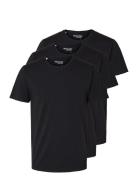 Slhroland Ss O-Neck Tee 3-Pack Noos Selected Homme Black