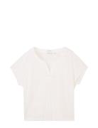 T-Shirt With Pleats Tom Tailor White