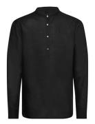 Regular-Fit Linen Shirt With Mao Collar Mango Black