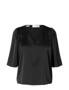 Slflena 2/4 V-Neck Top D2 Selected Femme Black