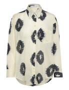 Semi-Transparent Printed Shirt Mango Cream