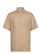 Regular-Fit Linen Shirt With Pocket Mango Beige