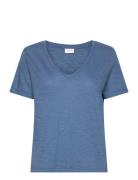 Vinova V-Neck S/S Top-Noos Vila Blue