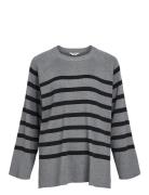 Objester Ls Knit Top Noos Object Grey