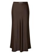 Slflena Hw Midi Skirt Noos Selected Femme Brown