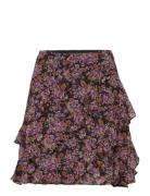 Floral Ruffle-Trim Georgette Skirt Lauren Ralph Lauren Purple