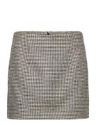 Houndstooth Straight Mini-Skirt Mango Black