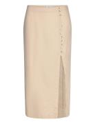 Linen Skirt With Slit Mango Beige