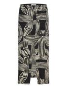 Printed Skirt With Slit Mango Black