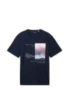 T-Shirt With Photoprint Tom Tailor Navy