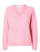 Slflulu New Ls Knit V-Neck B Noos Selected Femme Pink