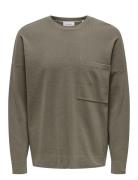 Onslamai Ovz 12 Ls Pocket Crew Knit ONLY & SONS Green