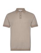 Knitted Polo S/S Contrast Lindbergh Beige