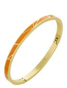 Rose Enamel Bangle Green/Gold Bud To Rose Orange