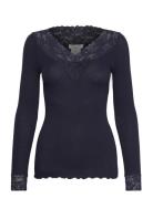 Organic T-Shirt W/ Lace Rosemunde Navy