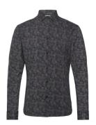 Clean Formal Aop Stretch Shirt Ls Clean Cut Copenhagen Grey