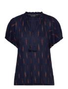 Geo-Print Jersey Tie-Neck Top Lauren Ralph Lauren Navy