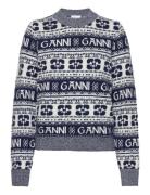 Logo Wool Mix Ganni Blue