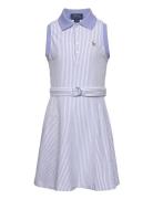 Belted Striped Knit Oxford Polo Dress Ralph Lauren Kids Blue