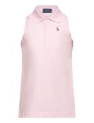 Sleeveless Cotton Mesh Polo Shirt Ralph Lauren Kids Pink