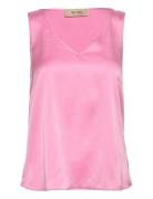 Mmastrid V-Neck Silk Tank Top MOS MOSH Pink