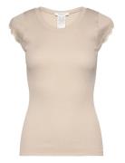 Short Sleeve Top W/ Lace Rosemunde Beige