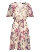 Floral Crinkle Georgette Surplice Dress Lauren Ralph Lauren Cream