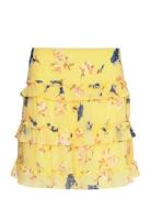 Floral Ruffle-Trim Georgette Miniskirt Lauren Ralph Lauren Yellow