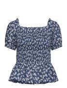 Floral Cotton Voile Peplum Blouse Lauren Ralph Lauren Navy