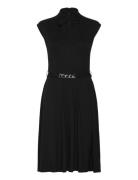 Belted Interlock Tie-Neck Dress Lauren Ralph Lauren Black