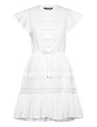 Lace-Trim Jersey Flutter-Sleeve Dress Lauren Ralph Lauren White