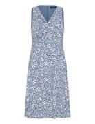 Floral Surplice Jersey Sleeveless Dress Lauren Ralph Lauren Blue