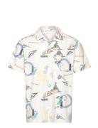 Box Short Sleeve Aop Embr. Shirt - Knowledge Cotton Apparel Patterned