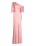 Marisa Asymmetrical Satin Maxi Dress Malina Pink