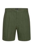 Pleated Linen Shorts Percival Green